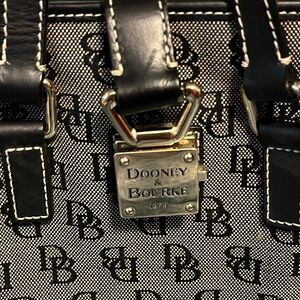 Vintage Dooney & Bourke Bucket Bag‎ Denim Signature Logo Monogram Leather Trim